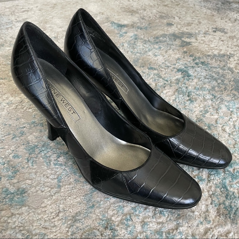 Nine West Black Snakeskin Heels